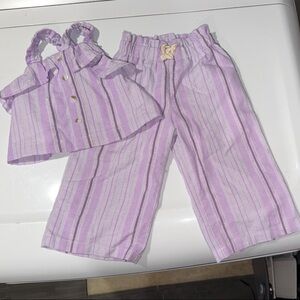 12 month girls- Lavender Striped Matching Set - Brand